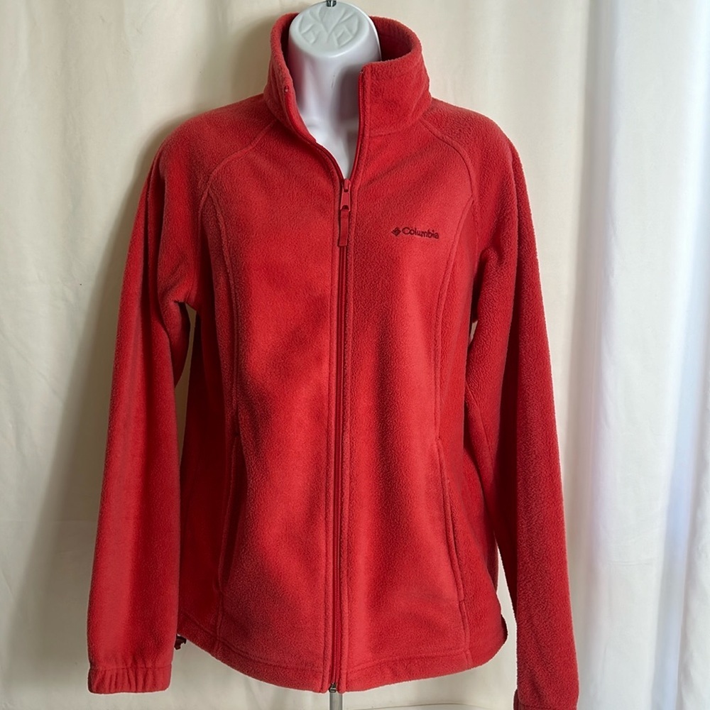 Columbia Women’s Size Medium Coral Red Full Front Zip Fleece Cotton Jacket